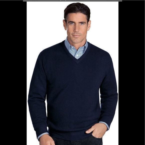 NWT Jos A. bank 100% cashmere v- neck sweater - Picture 2 of 9